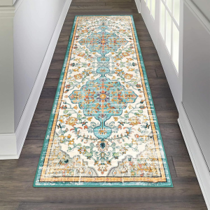 VIKAMA Bohemian Runner Rug Anti-Slip Stain-Resistant Entrance Hall Floor Mat Kitchen Bedroom Carpet Home Decoration