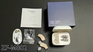 Rechargeable BTE Hearing Aid Sound Amplifier Ear Hearing Device with Charging Case Noise Reduction for Seniors