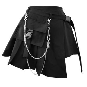 Y2K Dark Style Short A-Line Skirt High Waist Black Half-length Womens Set JK Mini Skirt Trendy And Versatile Summer Fashion