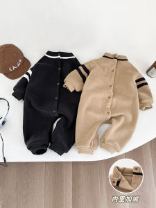 Thickened Fleece Baby Romper Autumn Winter Half High Collar Casual Style for Boys And Girls Warm Crawling Suit Korean Version