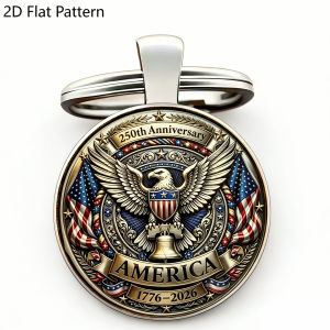 1pc The 250th Anniversary of America Independence Day Keychain Souvenir Keyring Collection 2D Metal Keyring 2026 USA Keepsakes