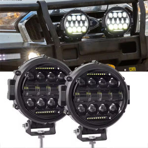 Đèn LED Thanh Tròn 7 Inch 60W Siêu Sáng Đèn Làm Việc Ngoài Đường Có Giá Đỡ Điều Chỉnh Đèn Chạy Ban Ngày Dành Cho SUV ATV Máy Kéo Xe Tải