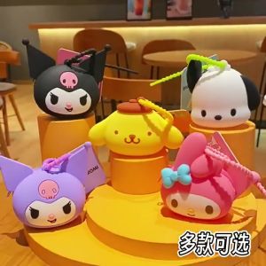 Kawaii Sanrio My Melody Hello Kitty Kuromi Cinnamon Coin Wallet Anime Character Creative Keychain Cute Headphone Bag Pendant for Boys and Girls Birthday Gift