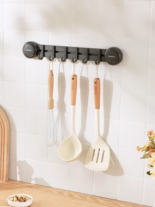 Ecoco 1-Press Lock Adjustable Suction Hooks Wall-mounted Anti-Slip Curved Design Space Saving