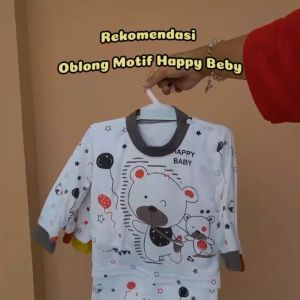 Baju Setelan Bayi Lengan Panjang 3-12 Bulan Bahan Lembut Motif Lucu Kekinian Set Pakaian Anak Harian Happy Baby Series