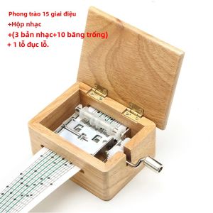 Hộp Nhạc Quay Tay 15/30 Giai Điệu Với Máy Đục Băng Giấy Bộ Máy Nhạc Gỗ Tự Chế Sáng Tạo Dành Cho Việc Sáng Tác Nhạc Giấy