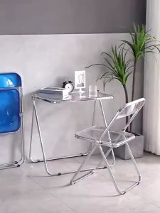 Modern transparent folding table and chair Korean style minimalist popular table and chair simple style acrylic chair