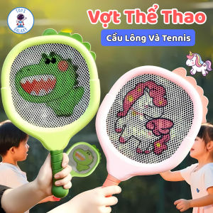 Vợt Cầu Lông / Tennis 2in1 Trẻ Em Hình Khủng Long / Pony - Đồ Chơi Vợt Thể Thao Pickleball Cho Bé