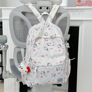 Cute Cartoon KT Cat Backpack Casual Travel Womens Style Junior High School Student Simple Backpack College Student Travel Bag