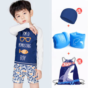Childrens Swimsuit Boys Separates Long-Sleeved Children Sunscreen Quick-Dry Swimming Trunks Babys Swimsuit Baby Boy Swimwear