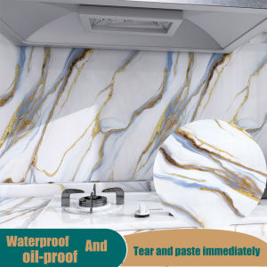 40cm Marble Kitchen Oil-proof Stickers Self-Adhesive Waterproof Cabinet Stove Countertop Wallpaper Desktop Bathroom Renovate