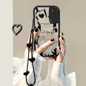 Black White Graffiti Heart Huawei Enjoy 20 pro Phone Case Womens Fashion Brand New Anti-Fall with Bracelet Lanyard Soft Skin