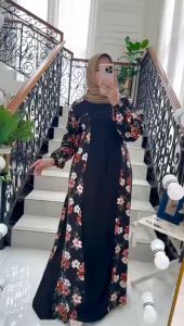 RAMADHAN SERIES - ZEERA FLORIA DRESS - DRESS MOTIF BUNGA - LONG DRESS PREMIUM BAHAN KATUN TWILL - DRESS LENGAN PANJANG