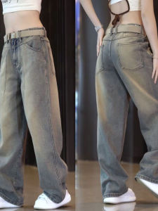 Loose American Style Mens Jeans High Waist Wide Leg Casual Fashionable Wear Resistant Stretch Denim Autumn Spring Trendy