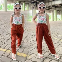 Kyian.ph Cargo Pants Tank Top Terno (white tops) 3-5y/o RTW OOTD for Kids  Girls