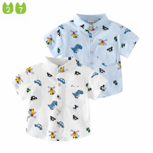 Childrens Short Sleeve Shirt Dinosaur Print