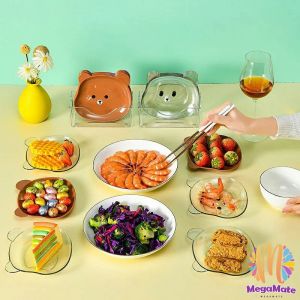 จานไส่ขนม จานลูกน้อย ถาดหมี พกพาทำความสะอาดง่าย พลาสติก ลายน้องหมี พร้อมมส่ง Tableware