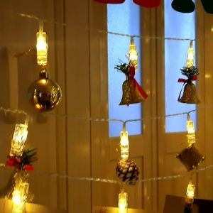 3M 20 LED Photo Clips String Lights Holder Battery Operated Warm White Fairy String Light with Clear Clip for Hanging Pictures Cards Memos Room Party Decor