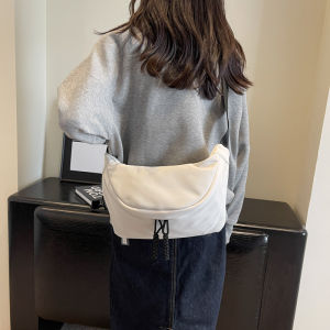 Lightweight Crossbody Chest Bag for Women Commute Simple Fashion Student Casual Nylon Zipper Pure Color Street Style Shell Shape