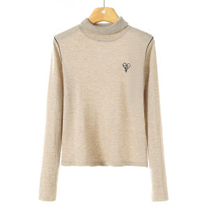 เสื้อถักคอตั้งปักลายหัวใจทรงสลิมฟิตสำหรับฤดูหนาว ผ้าฝ้ายผสมโพลีเอสเตอร์ ความยาวปกติ เสื้อคลุมกันหนาวแบบสวมหัว