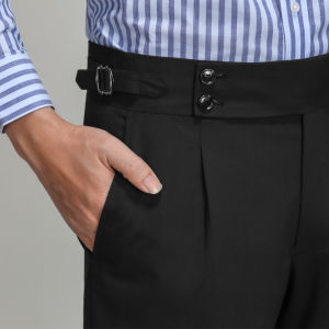 Black Straight-leg Drapy Business Casual Pants 9/10-length