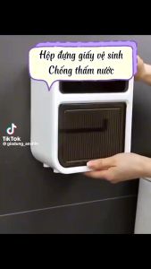 Hộp Giấy Vệ Sinh Dán Tường Chống Thấm Nước Có Kệ Để Điện Thoại 2 Ngăn Tiện Lợi