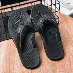 รองเท้าแตะผู้ชายแบบสบายๆ Anti-SLIP สวมใส่รองเท้าแตะกลางแจ้งแห้งเร็วรองเท้าแตะห้องน้ําสีดําฤดูร้อนใช้ในบ้าน