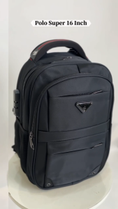 Tas Ransel Laptop Polo Super 16 Inch Tas Sekolah Kuliah USB Portable Tas Ransel Waterproff #1616