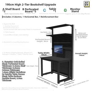Affordable Style Electric Height Adjustable Table Desktop Computer Desk and Bookshelf