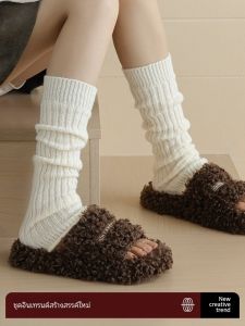 ถุงเท้าข้อยาวลายสีพื้น Yaloo สำหรับผู้หญิง ฤดูใบไม้ผลิและฤดูใบไม้ร่วง ถุงเท้าข้อยาวแบบสวมหัวสำหรับผู้หญิง ถุงเท้าข้อสั้น