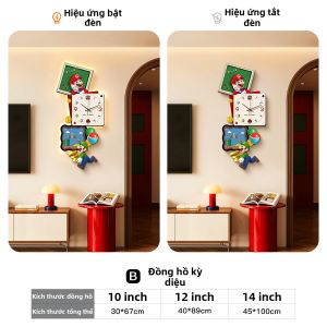 CTYLIGHTZ | Đồng Hồ Tường Sáng Tạo Hình Mario Bối Cảnh Dopamine