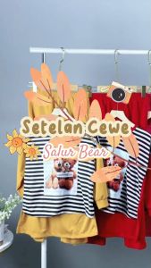 CF Kids Setelan Anak Perempuan Oversize Bear Salur