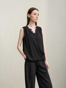 AMII | Summer New Arrival Holiday Lace Splicing Chiffon Strap Vest Top