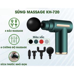 Máy Massage Cầm Tay - Súng Massage Vai Gáy Trị Liệu Toàn Thân  4 Đầu 6 Chế Độ Đấm Bóp Toàn Thân Trị Liệu Cổ Vai Gáy.
