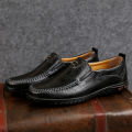 Clohoo mens fashionable handmade sole, soft and comfortable, suitable for womens business style, 46 split, smooth leather, with rubber outsole. 