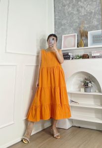 CJ - DRESS #2098 LOWE SLEEVELESS RUFFLE MIDI DRESS PREMIUM