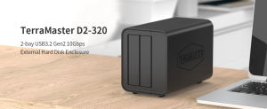 TERRAMASTER D2-320 USB RAID Enclosure - USB 3.2 Gen 2 10Gbps Type C 2Bay หน่วยจัดเก็บข้อมูลสนับสนุน RAID 0 1 Single JBOD US Plug (Diskless)