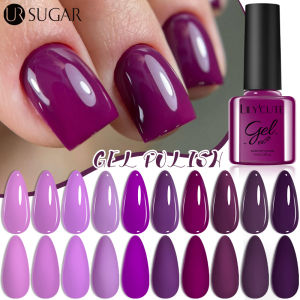 UR SUGAR 7ml Purple Plum Color Series Gel Nail Art Polish Super Glitter Gorgeous Semi Permanent Soak Off UV LED Nail Art Manicure Base Top Coat