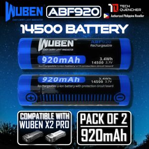 Wuben ABF920 14500 Battery - Rechargeable 920mAh - 3.7V - Protected Lithium Ion - Fits Wuben X2 Pro