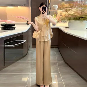 chaqi | Elegant Chinese Style Embroidered Floral Vest Sleeveless Womens Fashion Summer Top Vintage High-End Feeling Fairy Atmosphere