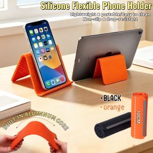 Phone Stand Foldable Silicone Phone Holder Adjustable Portable Phone Stand Adjustable Stand Accessories For Cellphone Flexible Anti-Slip And Drop-Proof
