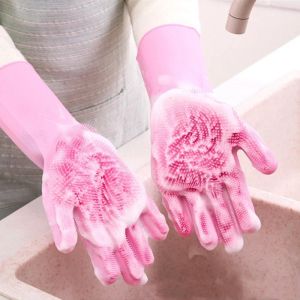 Silicone Dishwashing Gloves with Eco Friendly Multi Purpose for Kitchen Pet Bath Car Cleaning Waterproof Kitchen Cleaning Tools