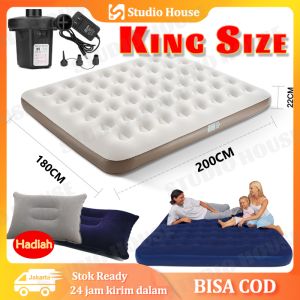 FREE POMPA LISTRIK + BANTAL Kasur Angin Tempat Tidur Camping Yang Menggembung Sendiri Perlengkapan Tenda Matras Kasur Double Air Bed Automatic Inflation Outdoor Portable