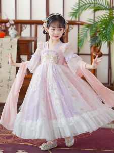 Elegant Ancient Chinese Style Girls Dress Fairy Tale Princess Skirt Summer Season Childrens Traditional Costume Lightweight Polyester Fabric