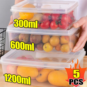 Dizoey 5PCS Refrigerator Storage Box Freezing Vegetable Fruit Fridge Organizer Freeze Meat Fresh-Keeping Box with Lid for Kitchen Storage