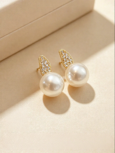 YISHU | Bông Tai Pháp Sang Trọng Lấp Lánh Phong Cách Retro 12mm