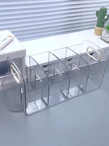 Johor Seller | 3/4 Grids Acrylic Partition Transparent Book Holder Desk Organizers