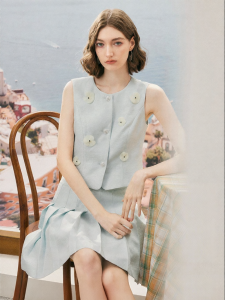 FAMANXUAN | Handmade Flowered Little Lady Style Vest and Skirt Set