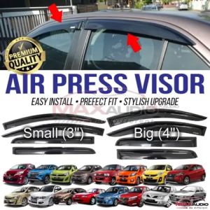 Door Visor PERODUA ALZA 2009 - 2021 Premium AIR PRESS Smoke Black Stylish Window Visor Aksesori Tingkap Kereta