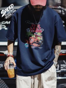 MADEN | American Vintage Street Racing Print Cotton T-Shirt